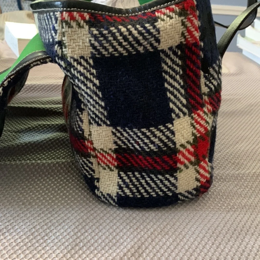 Kate Spade Plaid Satchel in Plaid (colors-black, dark nay, red, off white).